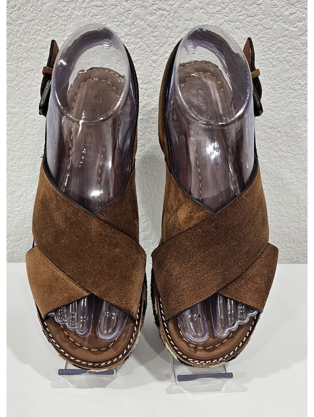 COACH Women's Suede Platform Wedge Sandals Brown Size US 6 B - Picture 4 of 15